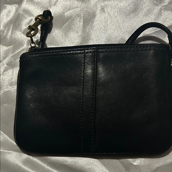 Coach Leatherware Vintage Black Leather Wristlet Tattersall Interior EUC - Picture 6 of 10